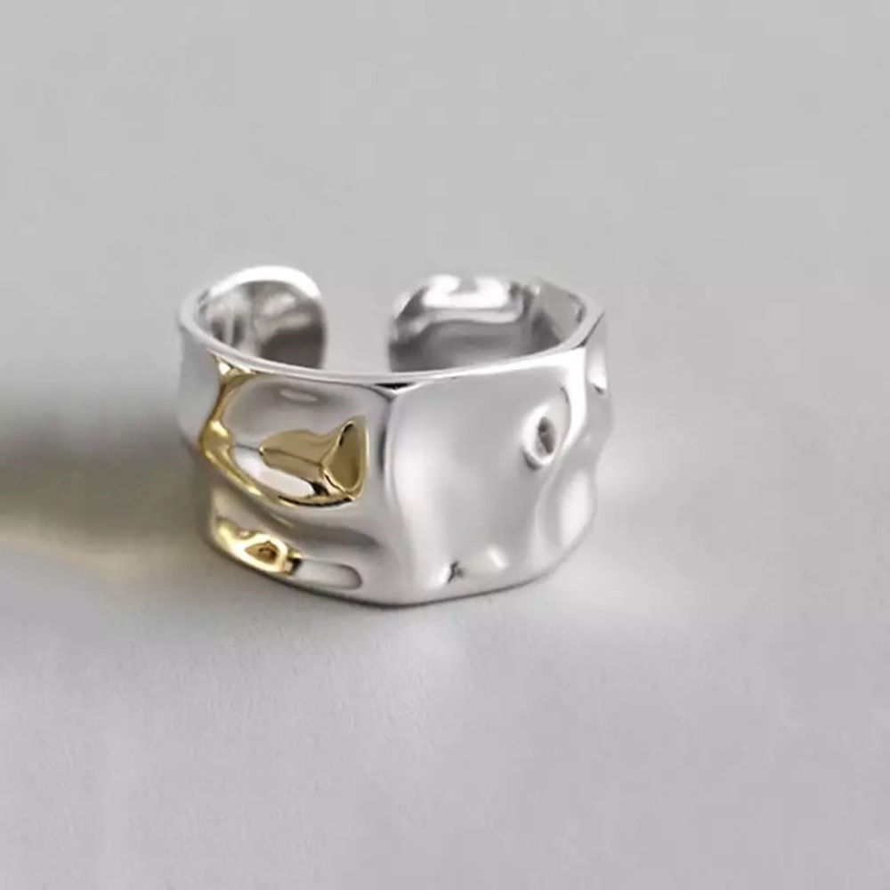 Indent Irregular Fine Ring 925 Sterling Silver OS